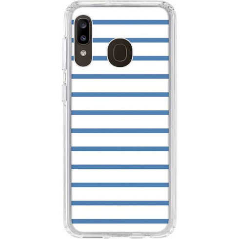Blue and White Stripes Galaxy A20 Clear Case